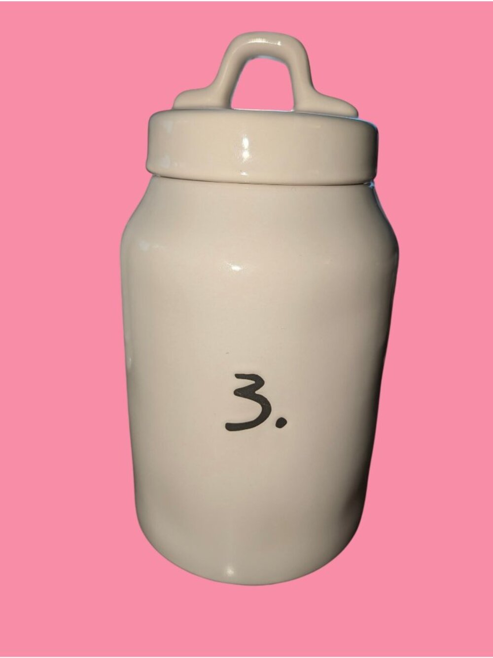 Rae Dunn Artisan Collection Ceramic Jar With Lid - "3." White Modern Farmhouse S